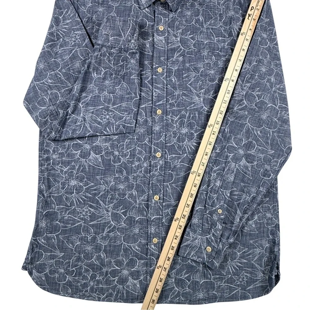 Banana Republic Mens Blue Floral Hibiscus Button Down Shirt Long Sleeve Large L